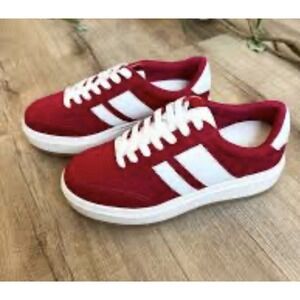 Madden Girl Red White Suede‎ Platform Sneakers Casual Shoes Size 7
